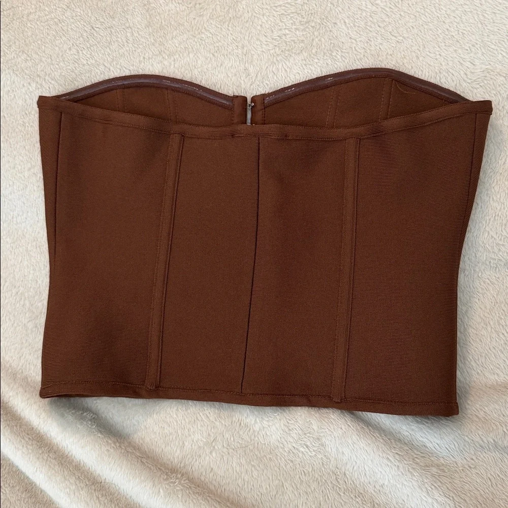 Brown Strapless Corset Top - Picture 2 of 4